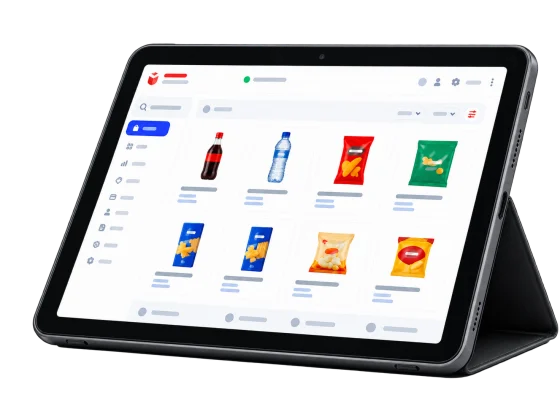 Tablet mostrando el catálogo de productos de Phoenix